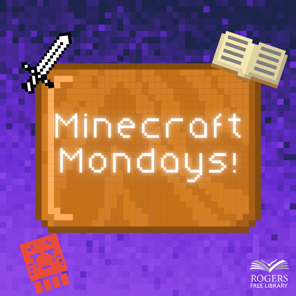 Minecraft Mondays logo with sword and book