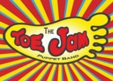 The Toe Jam Band logo with a colorful foot