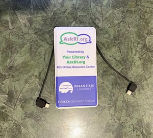 image of portable chargers available at the library